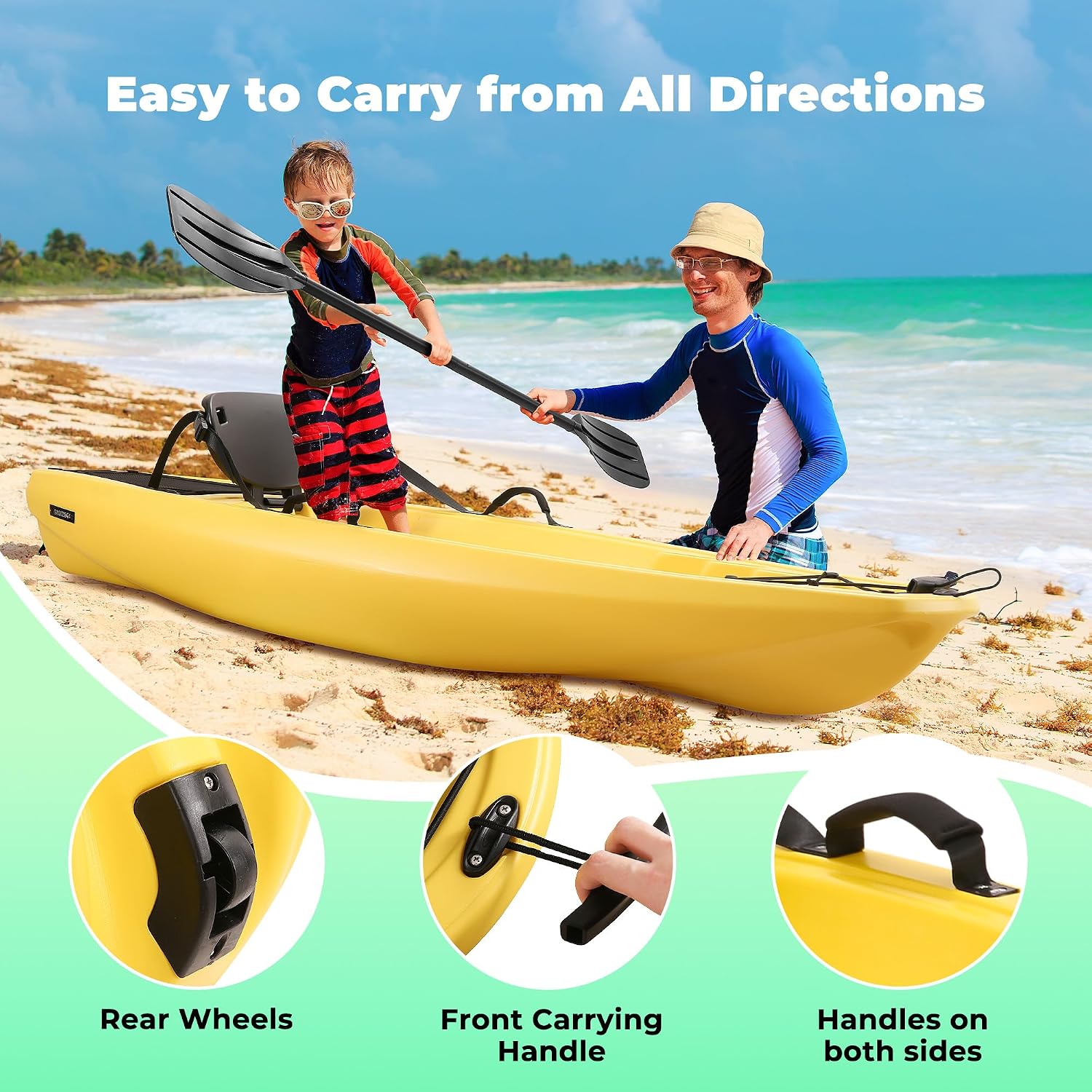 カヤックとパドル付き 6.5フィート レクリエーション用ロー - Fishing Kayak Paddle のレビューと価格